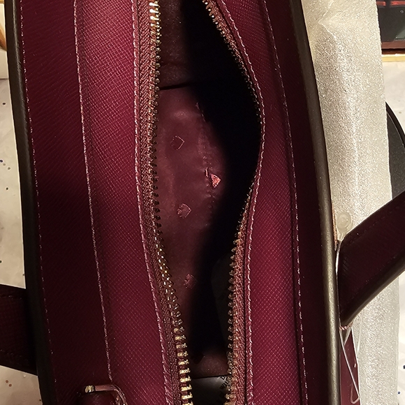 Kate Spade Tinsel Frosted Floral Deep Berry Satchel/Crossbody Bag - Picture 11 of 14